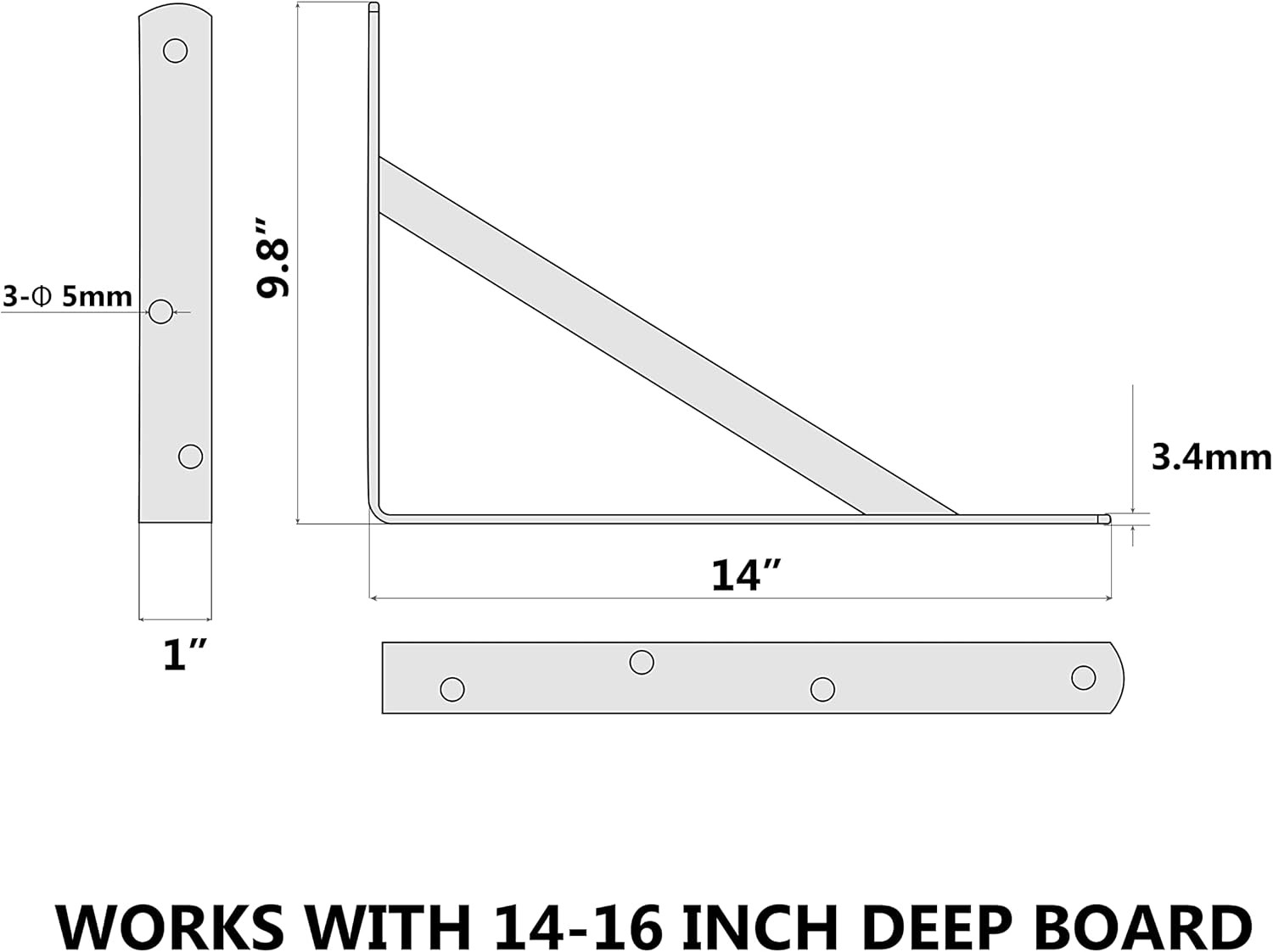 12-Pack 14 Inch Heavy Duty Shelf Brackets, Large Wall Bracket for Garage Storage
