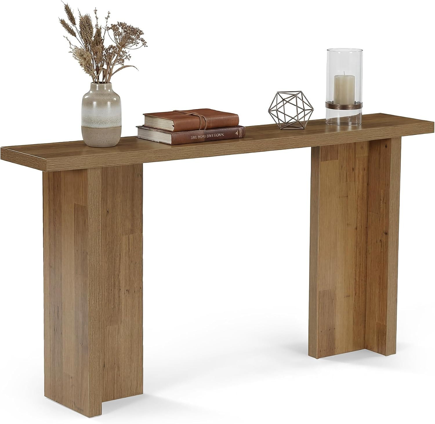 63″ Modern Rustic Oak Console Table – Minimalist Entryway & Living Room Decor
