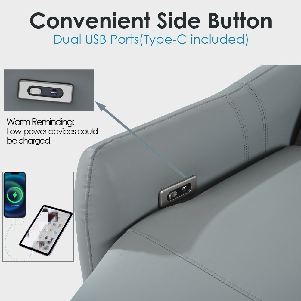 Wall Hugger Power Recliner Chair Electric Reclining Sofa Small Spaces PU Leather