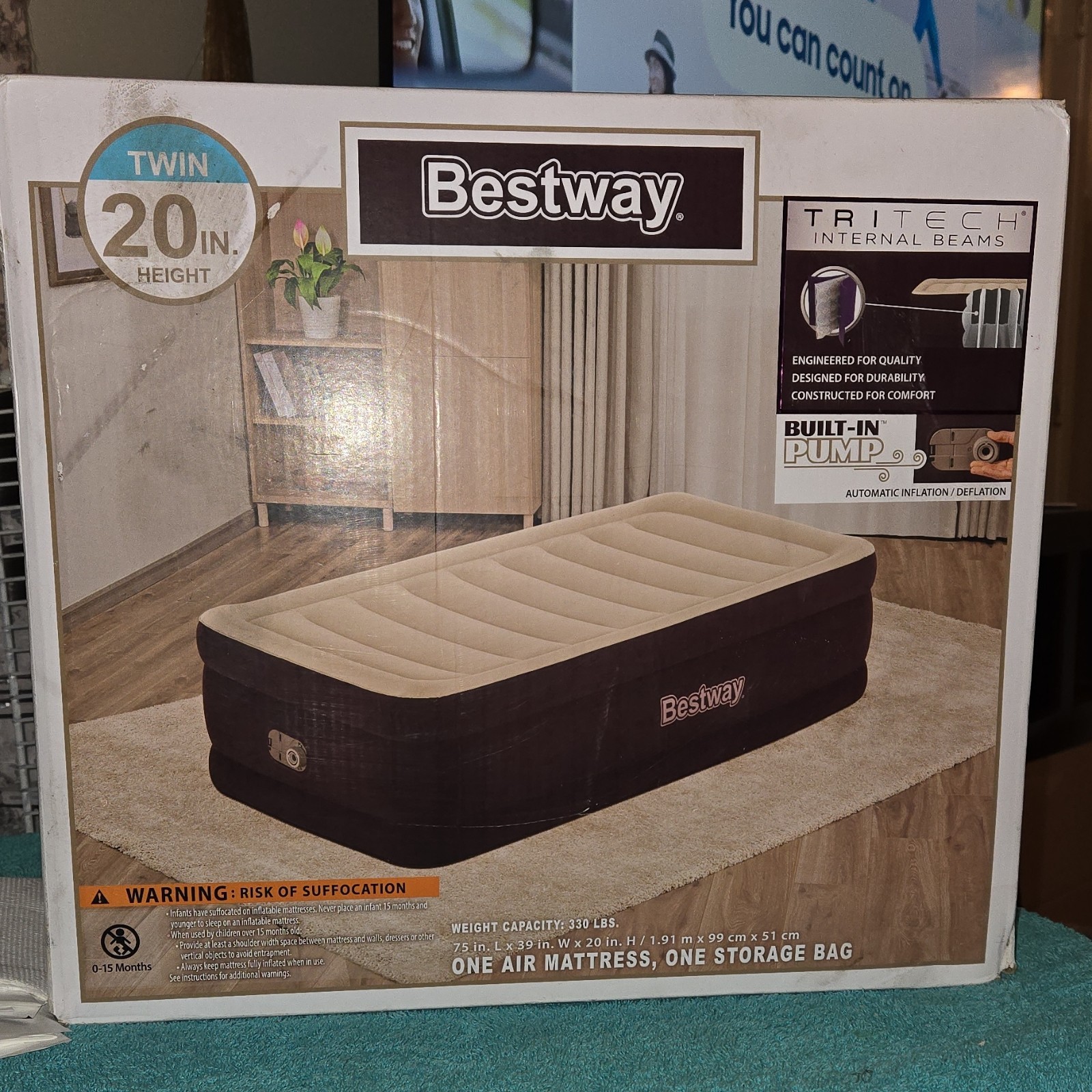 Bestway Twin Air Mattress 20 in Tritech Built-In Pump, FSC, MPN 6717HE