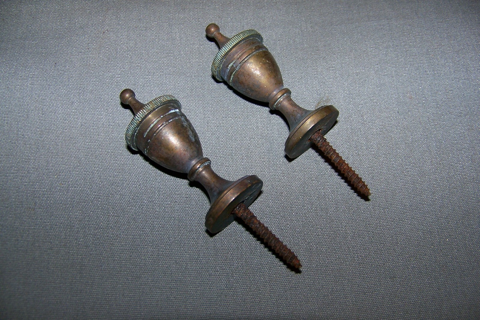 Two, Furniture, Perhaps Brass Plate Over Pot Metal Finials – See Description