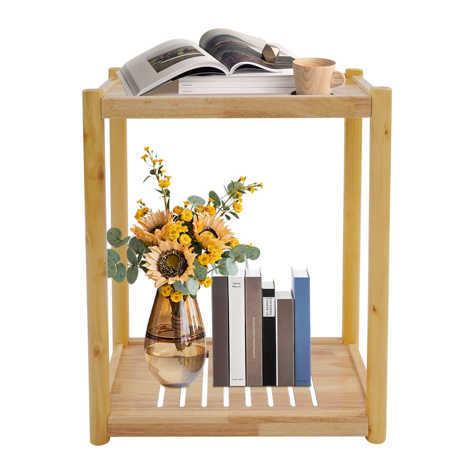 Wood Printer Stand Mobile Printer Table Under Desk Printer Cart 20kg/44lbs