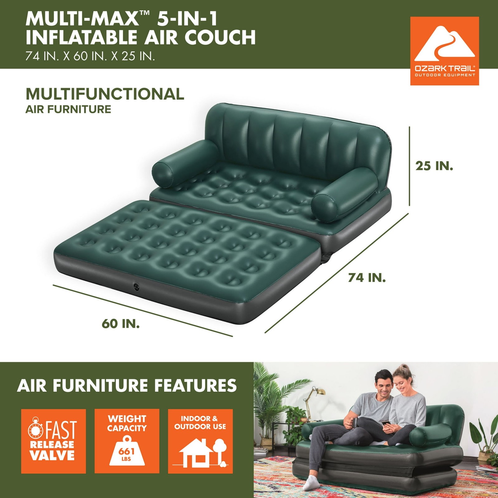 Multi-Max 5-in-1 Inflatable Air Couch