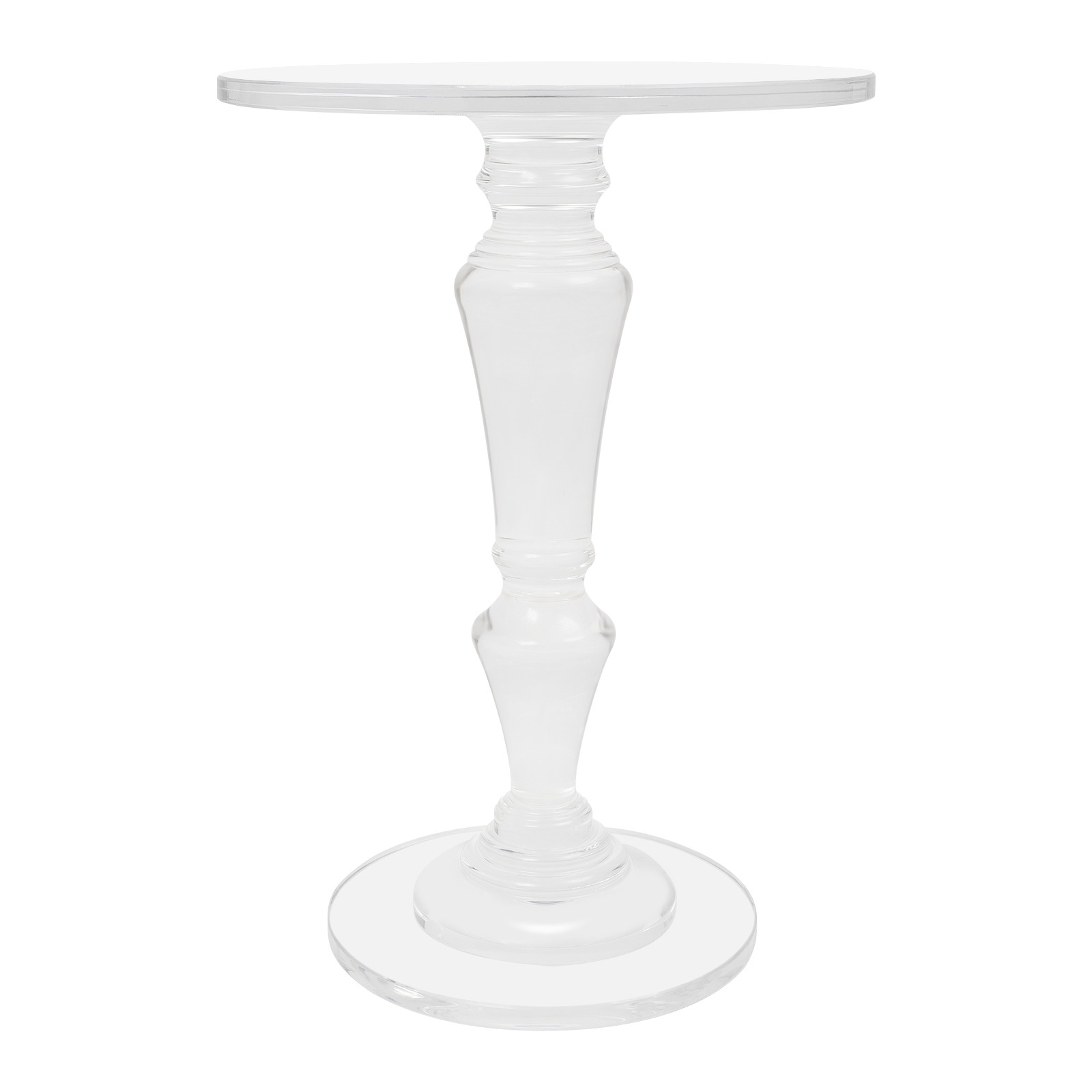 Clear Acrylic Side Table Round Ende Table Drink Table for Small Space 13.8″x19”