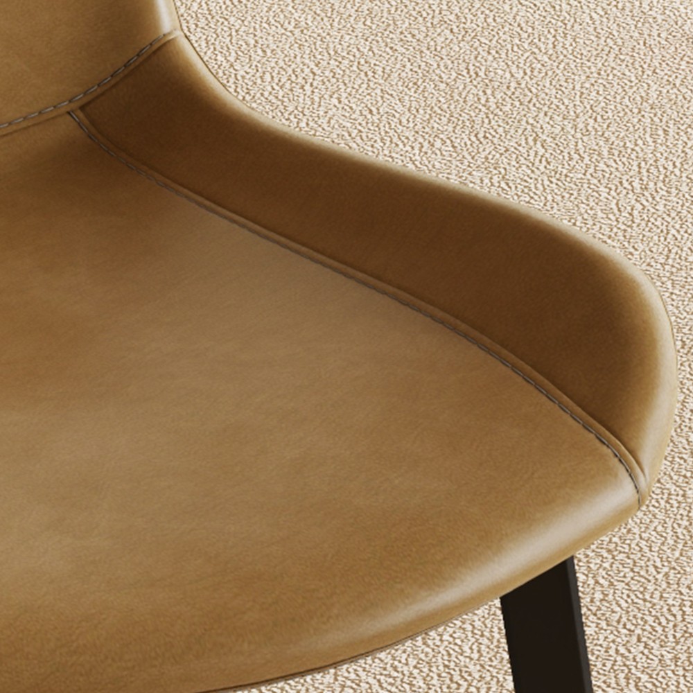 4 Dining Chairs PU Leather Carbon Steel Legs Curved Backrest Padded Seats