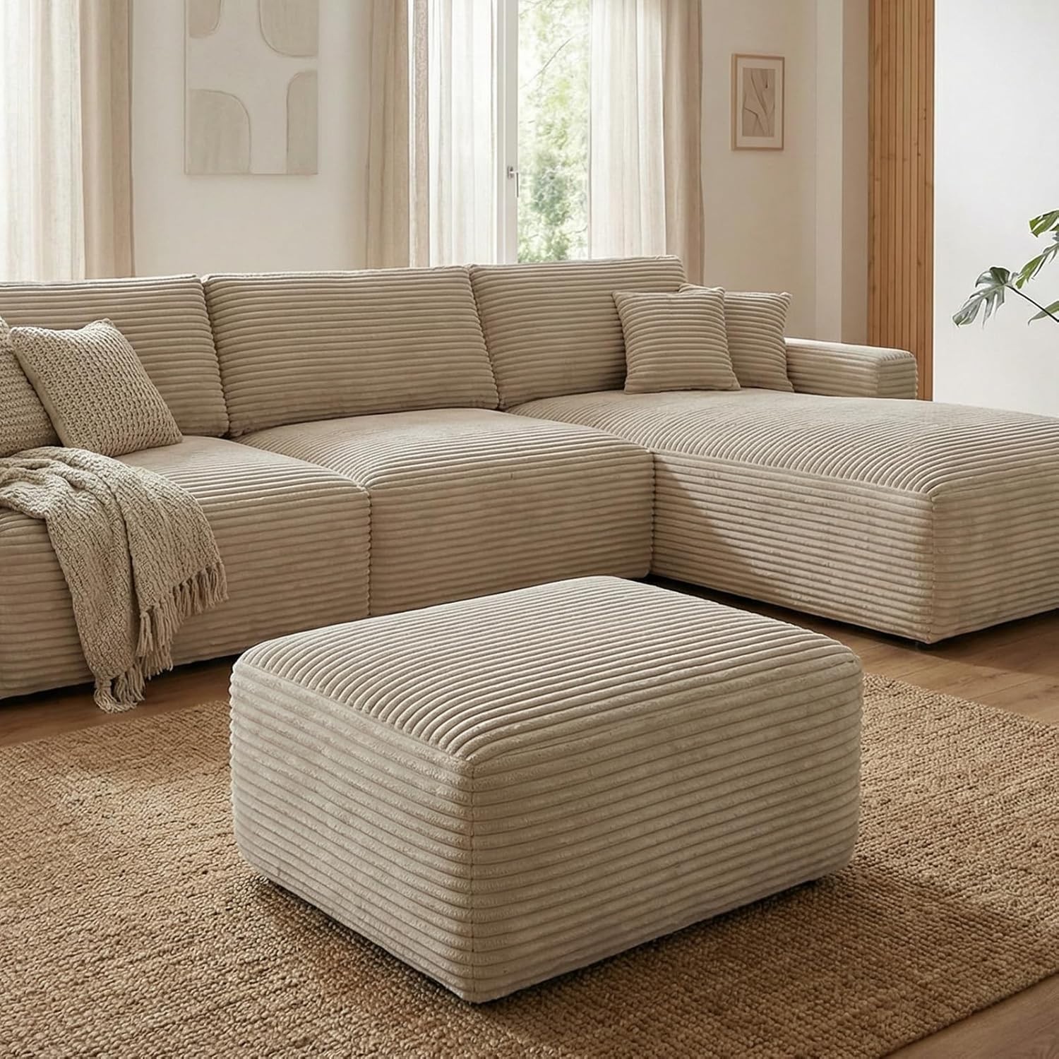 Modular Sectional Sofa Couch 103.5” & 37.0” Beige, L-Shaped Sectional Couches…