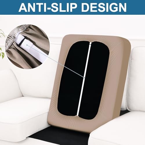 Printed Couch Cushion Covers, Stretch Soft Couch Covers for Sofa, 1 Pack Mocha