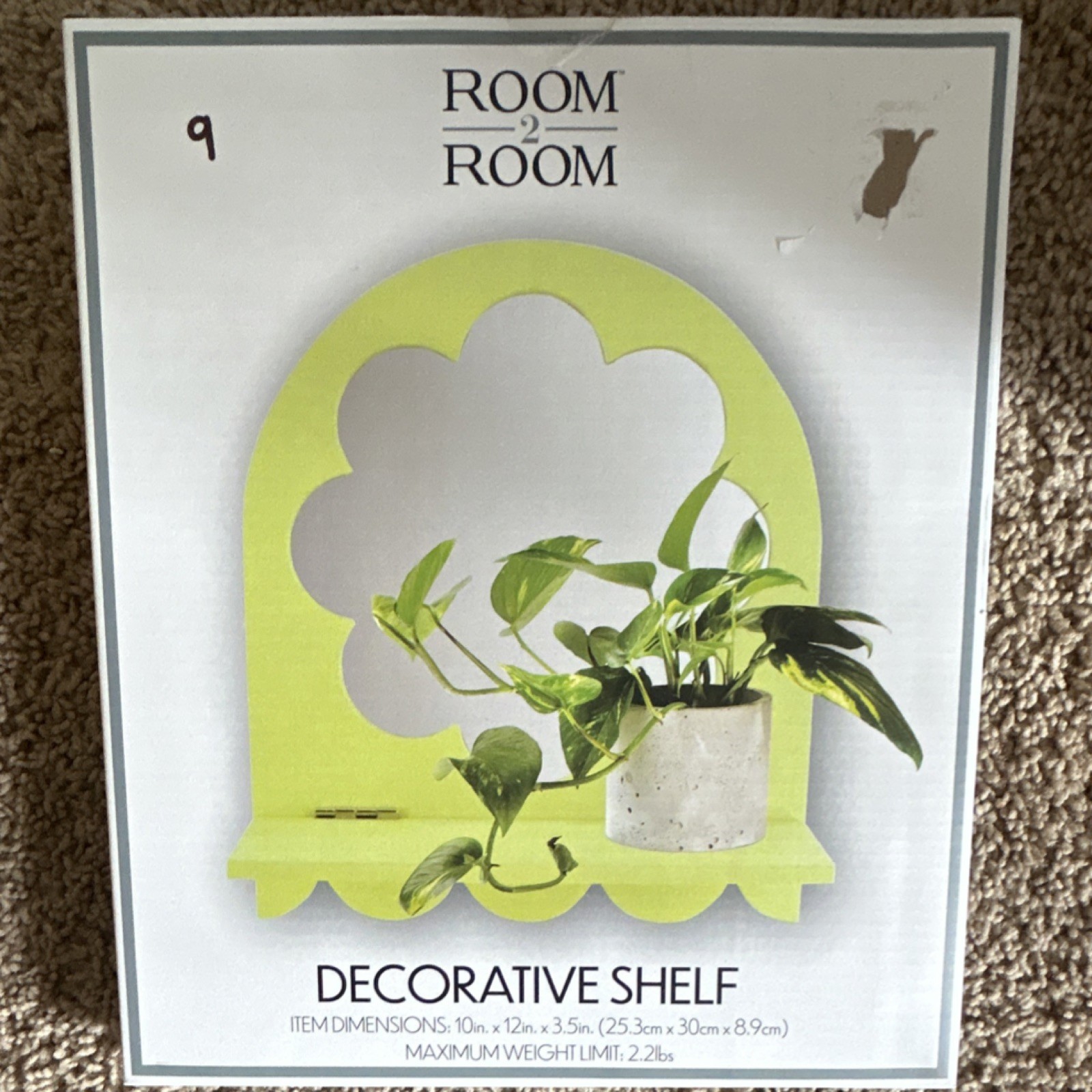 Room 2 Room Decorative Shelf Yellow Arch Shape Wood 10x12x3.5 in 2.2lb 2023