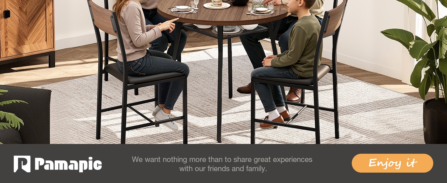Round Dining Table Set for 4, Kitchen Table and Chairs for 4, Dining Room Circle