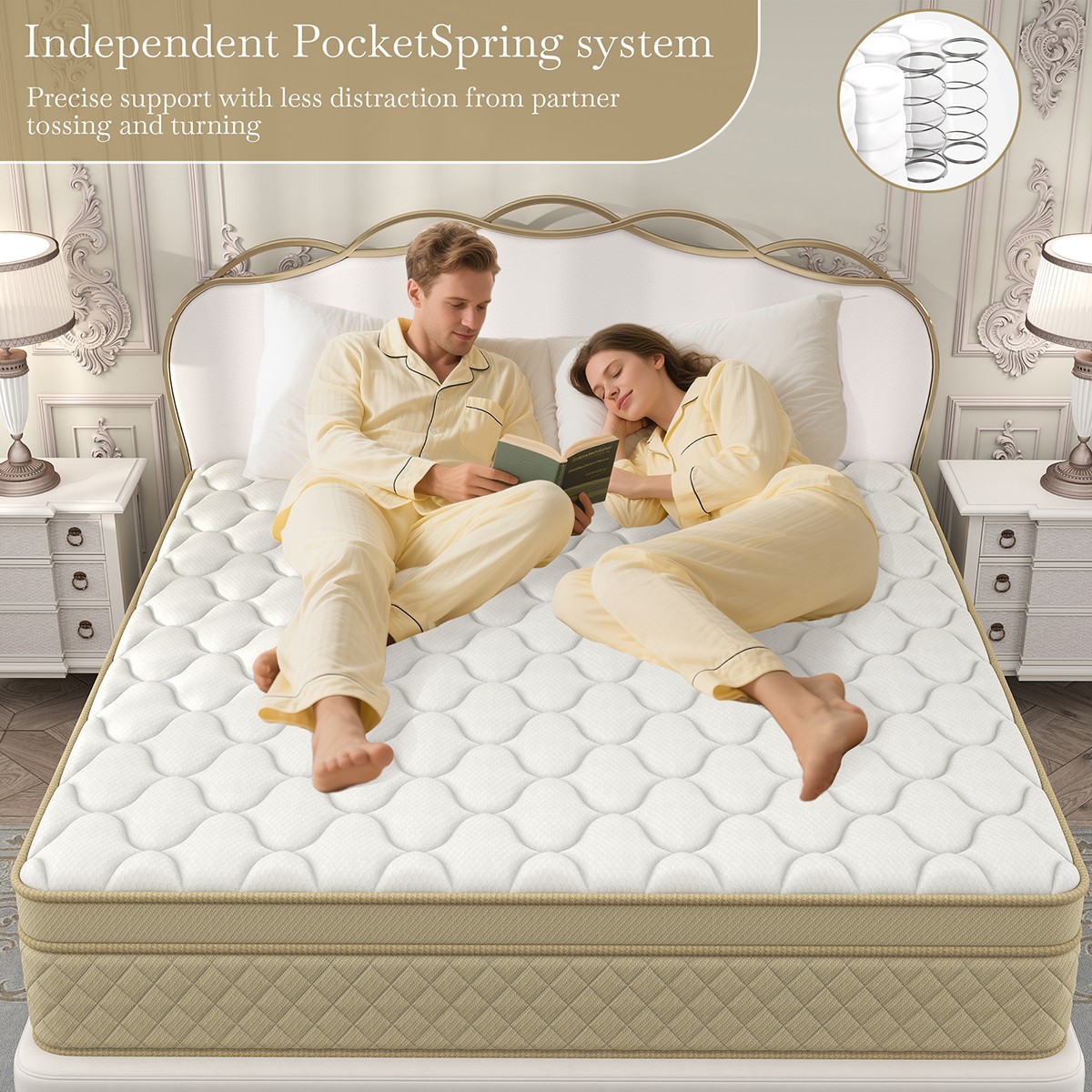 12 Inch Queen Hybrid Mattress In A Box Gel Memory Foam Pocket Spring Medium-Firm