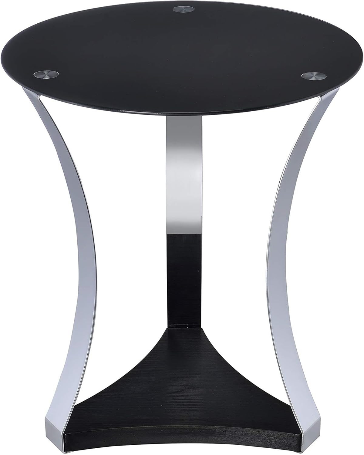 Stylish Black and Rose Gold Geiger Round Glass Top End Table