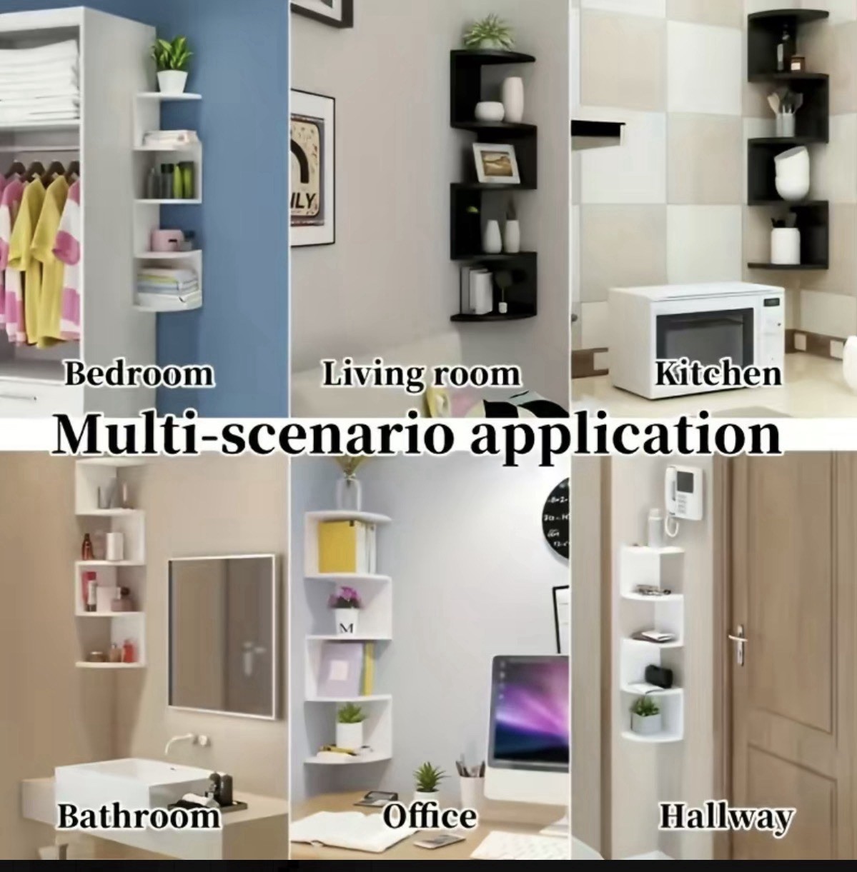 White 5-Shelf Wall Mounted pvc Composite Shelf, Multi-Room Use, bear 60kg weight