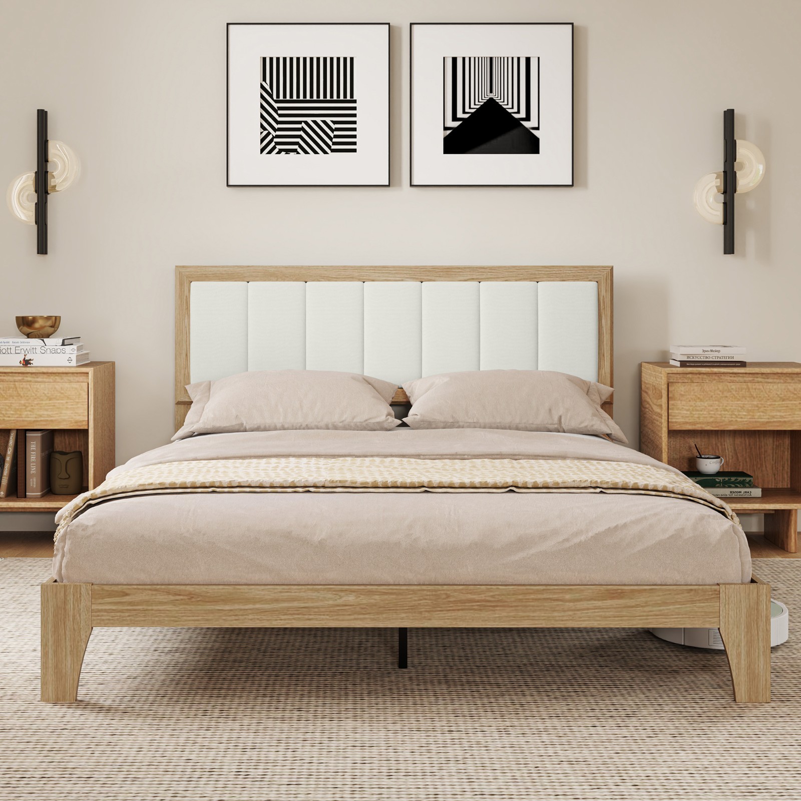 🛏️MATTRESS NOT INCLUDED!🛏️Queen Bed Frame +Headboard +No Box Spring Needed!!