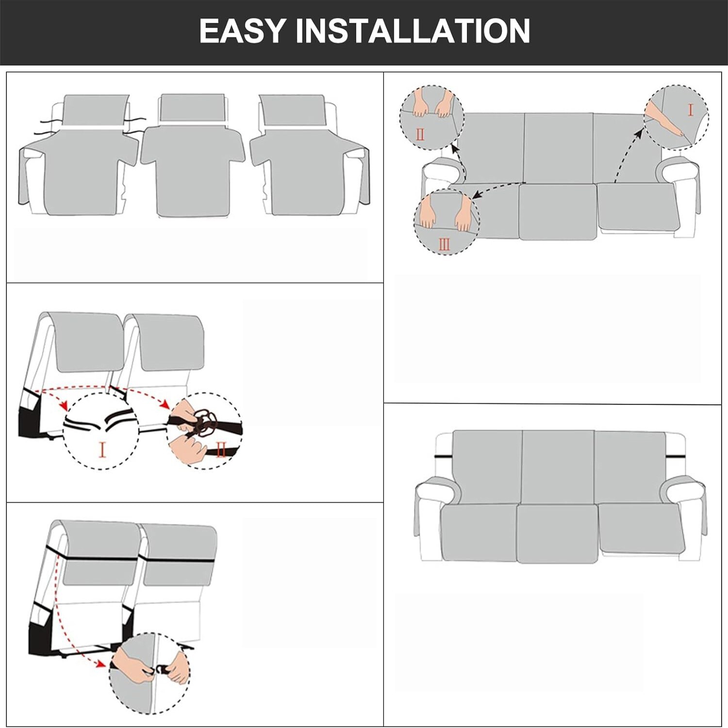 Waterproof Couch Cover for Reclining Couch 3 Seat Recliner Sofa Covers
