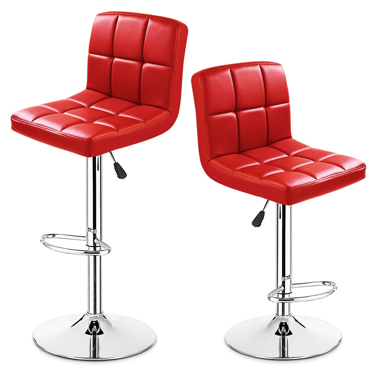 Topbuy Modern Square PU Leather Adjustable Swivel Barstools,Set of 2