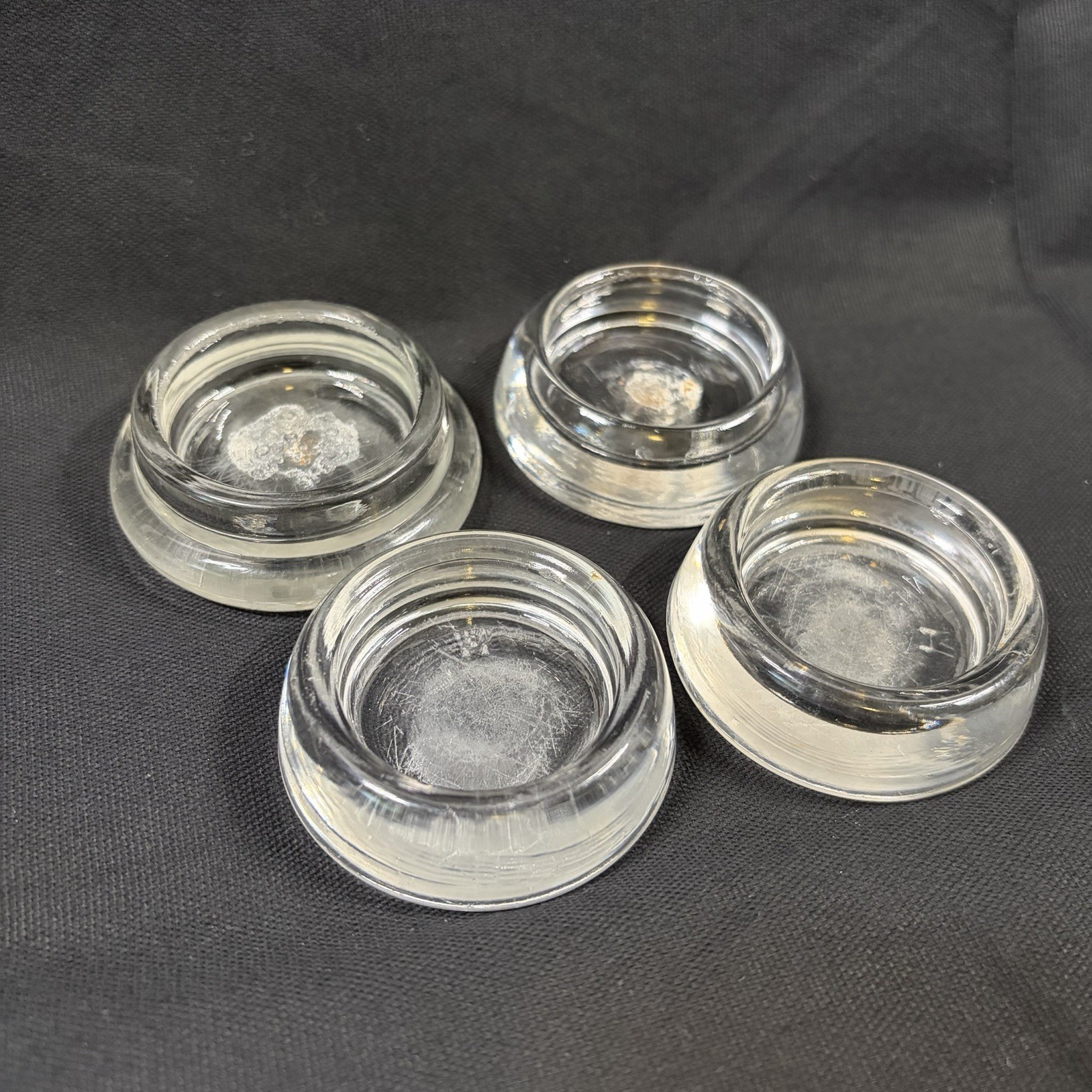 Vintage Clear Glass Furniture Leg Coasters Set of 4 Two Hazel Atlas 2″