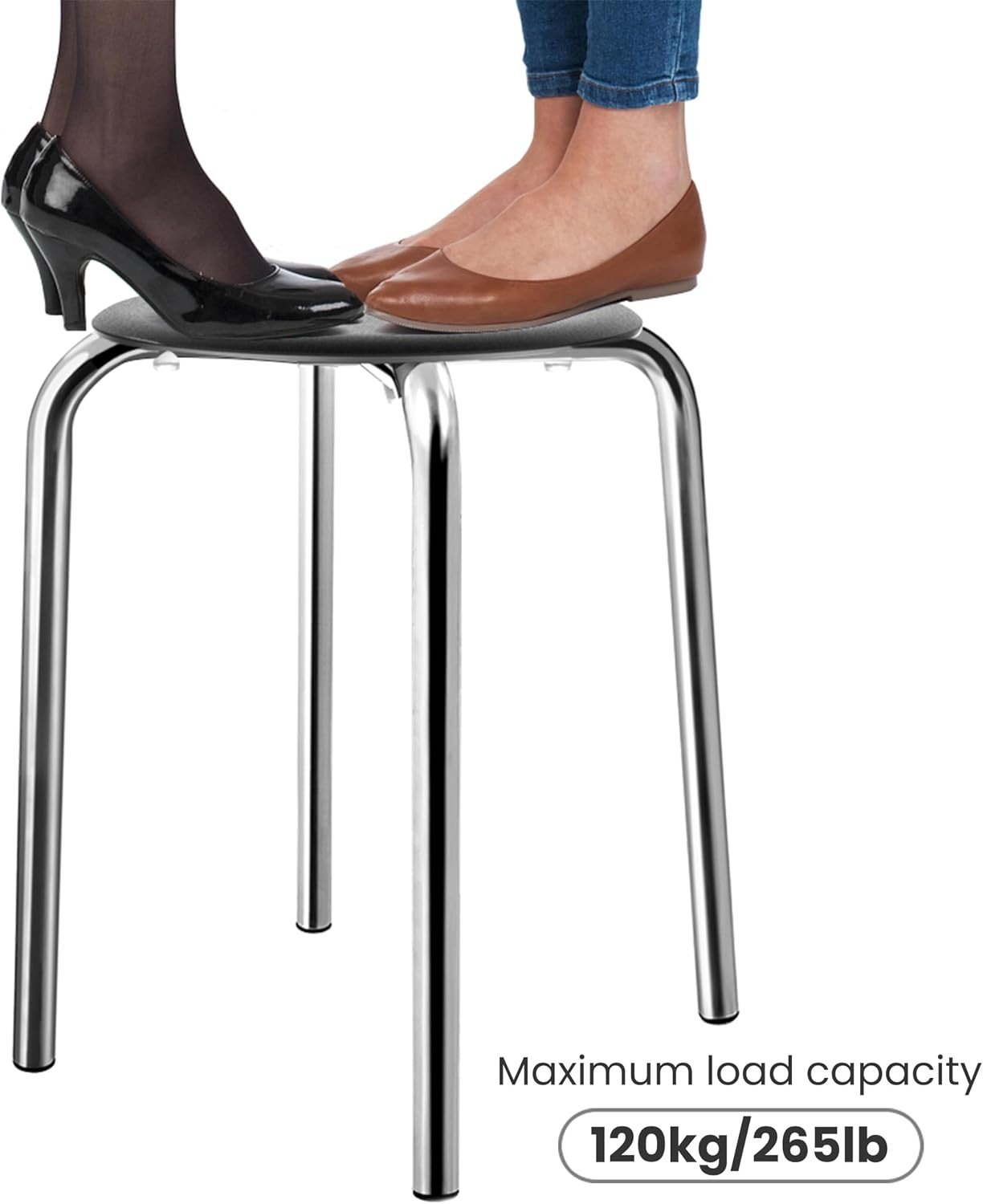 Plastic Stacking Stools Flexible Seating 17.3in Portable Backless Stools Round