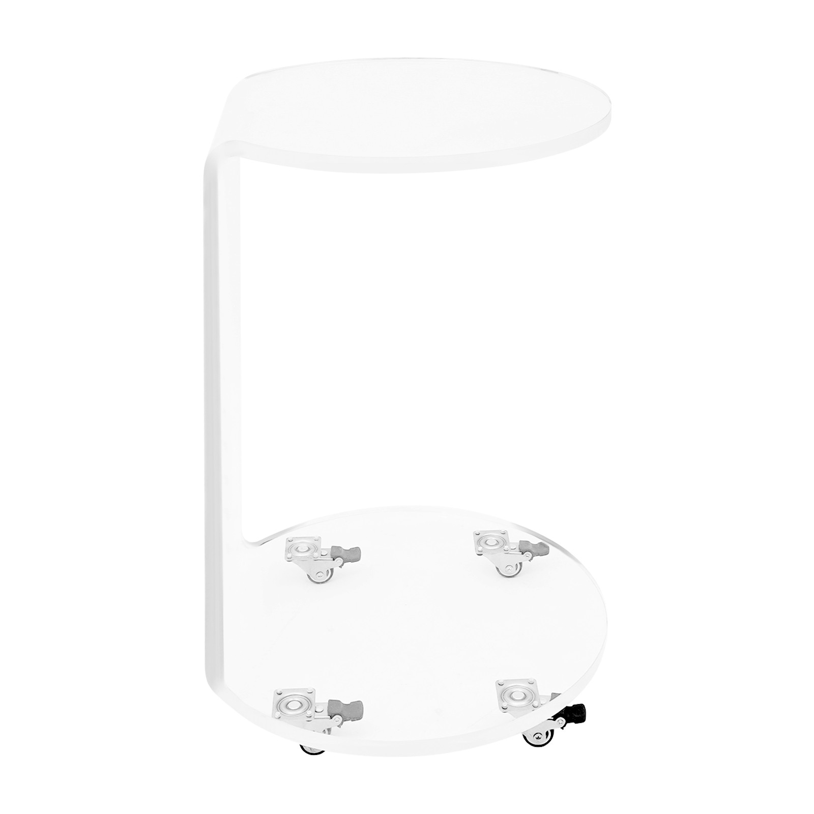 Acrylic Nightstand Side Table 2-Tier Clear Modern with 4 Wheels 66 lbs Capacity.