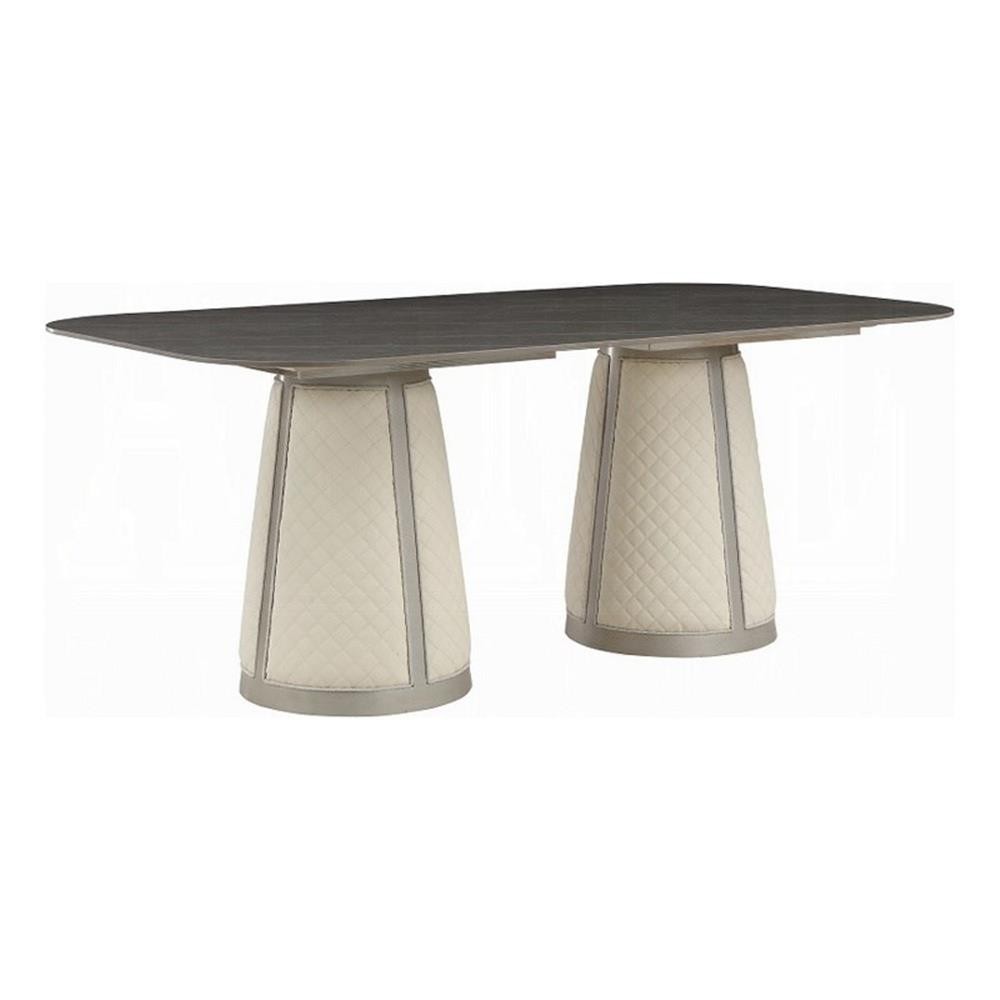 Pemberly Row 82 Inch Dining Table in Gray Black Sintered Stone Rectangular Top