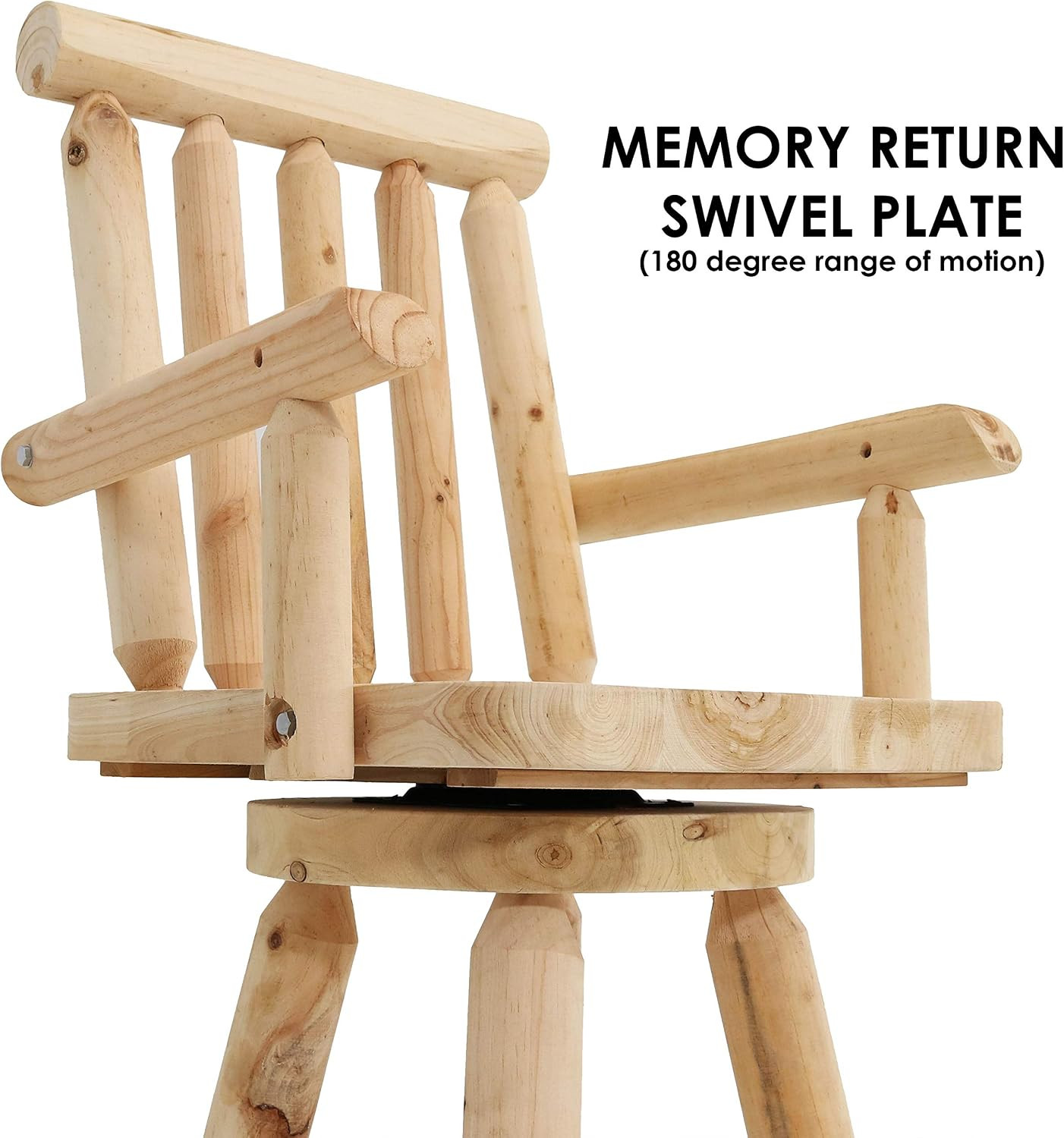 Rustic Counter Height Barstools 2-Pack, Swivel, 400Lb Capacity, Unfinished Wood