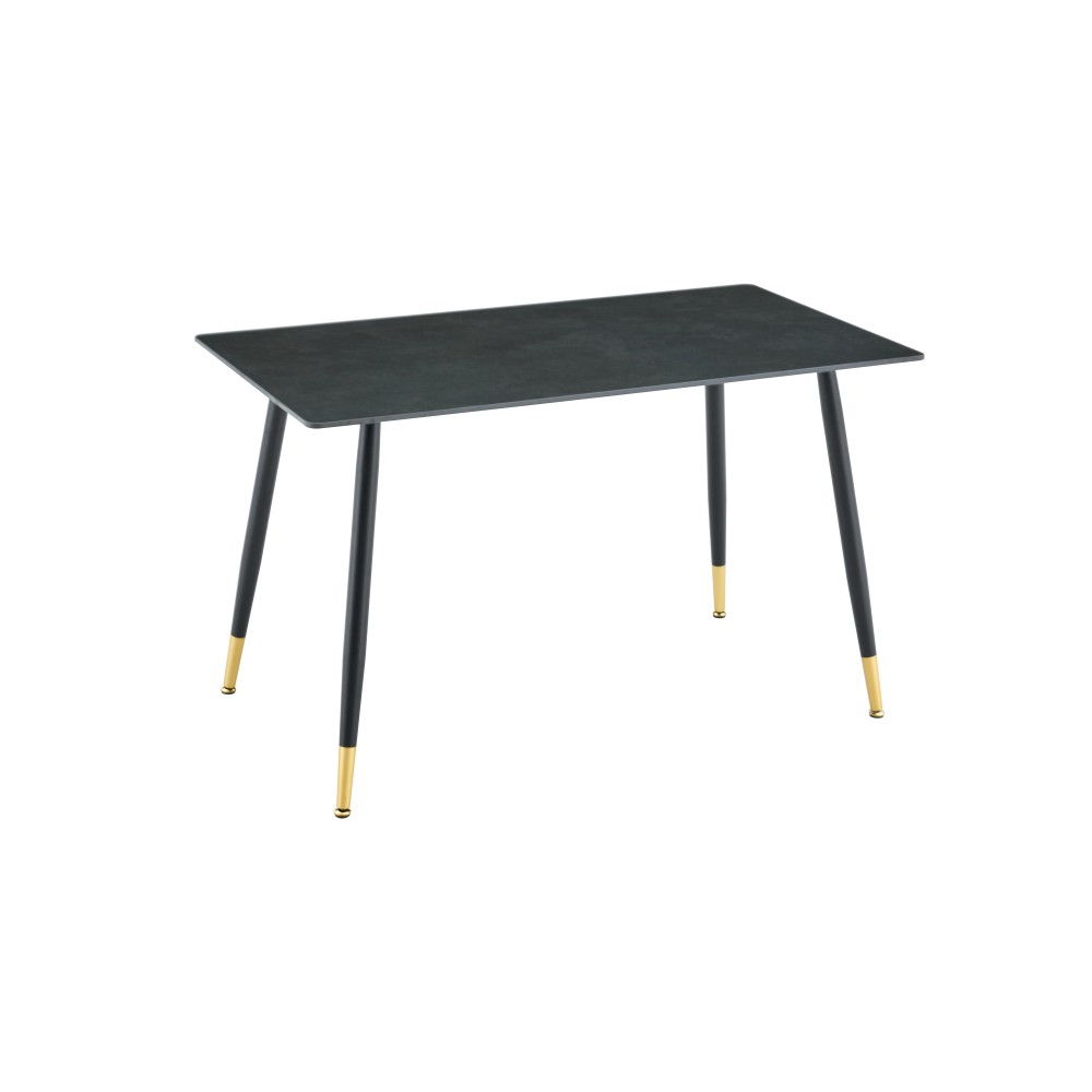 Modern Rectangular Sintered Stone Dining Table, Gold Metal Base