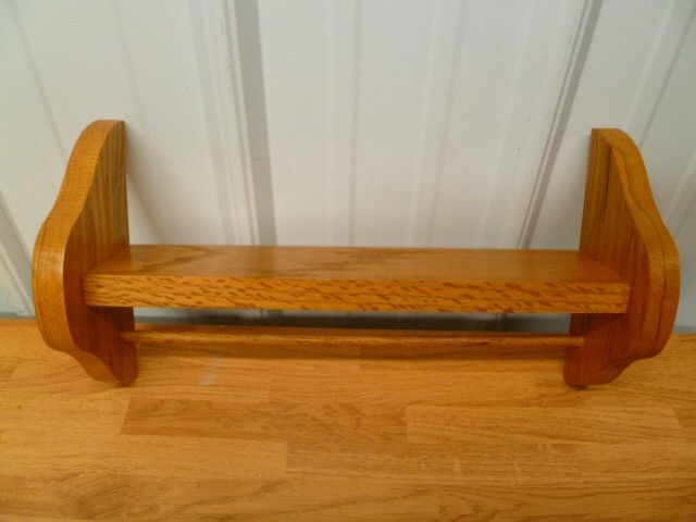 Wood Wall Hanging Shelf w/ towel bar dowel Light Brown 15.75″L x 8.25″T x 4.75″W
