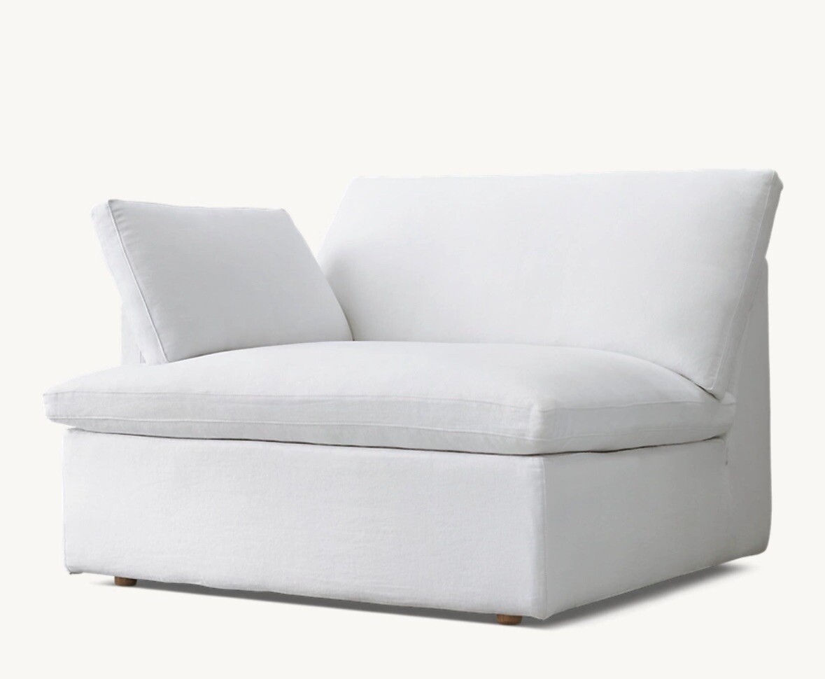 Restoration Hardware Cloud Track Modular Classic White Linen Left Arm Slipcover