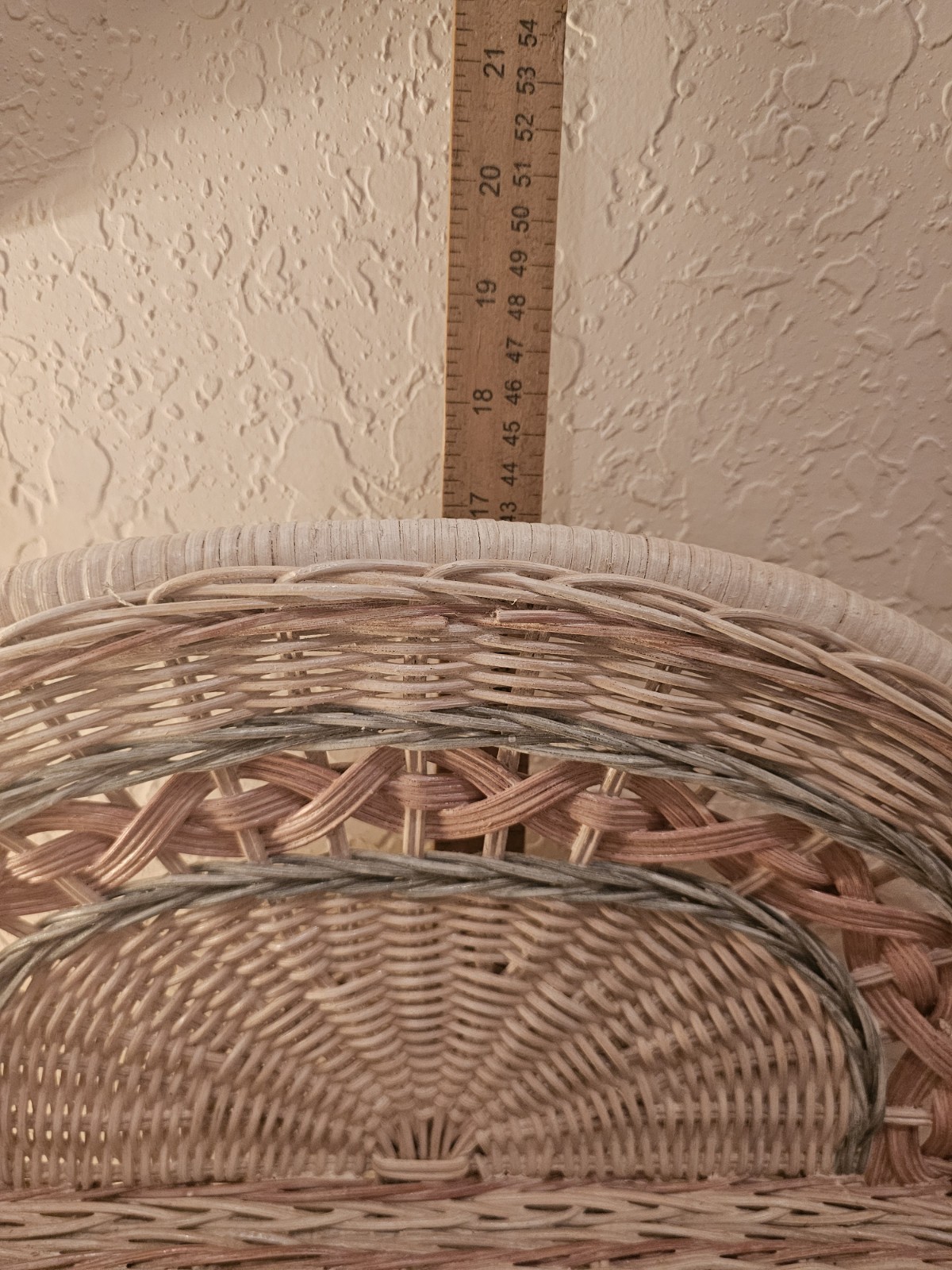 Vintage MidCentury Wicker & Rattan WallShelf, 2 Tier W/Pink & Blue Accents-Very