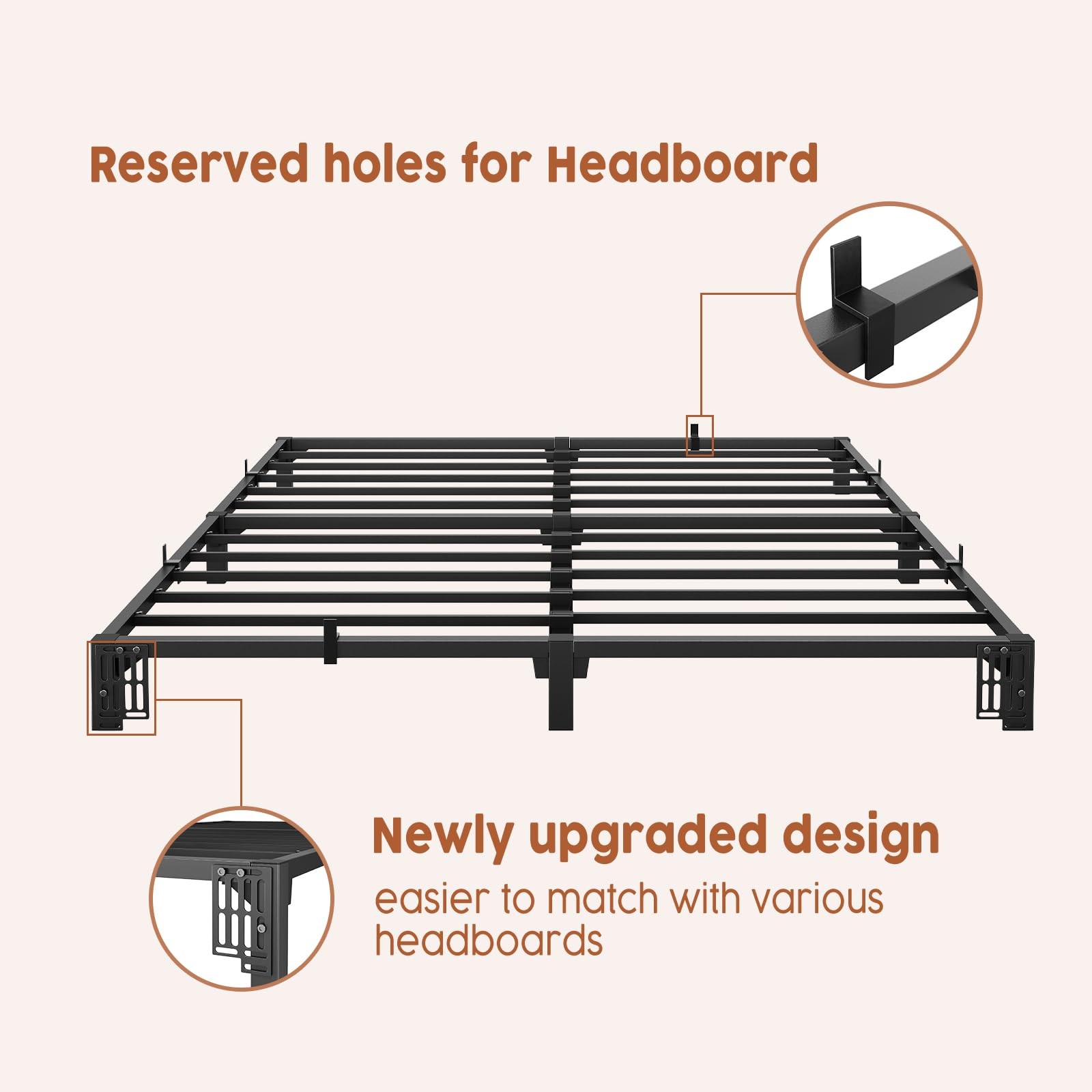 6″ Twin Full Queen King Size Metal Platform Bed Frame Heavy Duty 800Lb Tool-Free