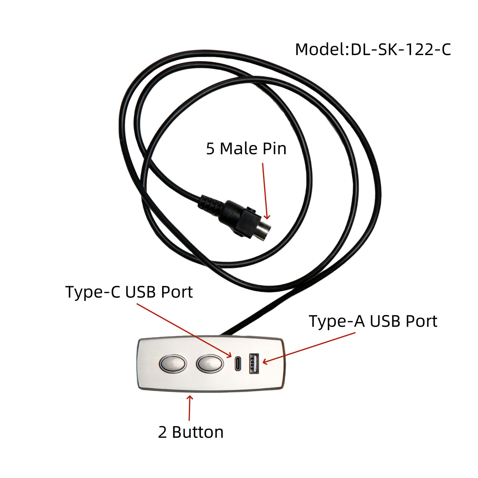 Hand Control Switch with USB Type A and C Port for Power Recliner Lift Chairs