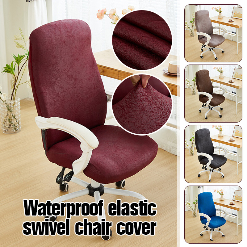 Office Chair Covers Stretch Leathaire Computer Rotating Chair Slipcover Zipper
