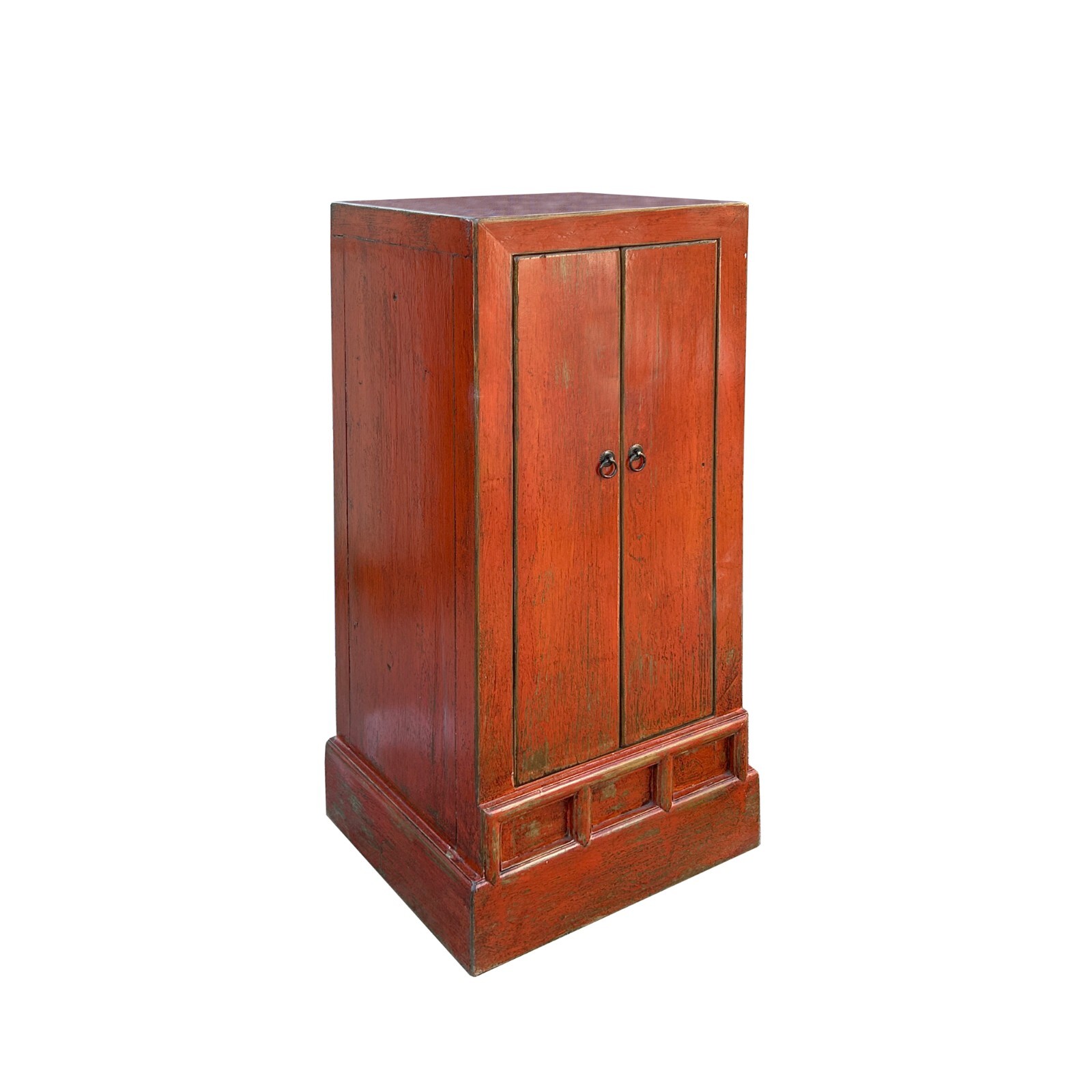 Distressed Orange Red Color Slim End Table Nightstand Cabinet ws4373