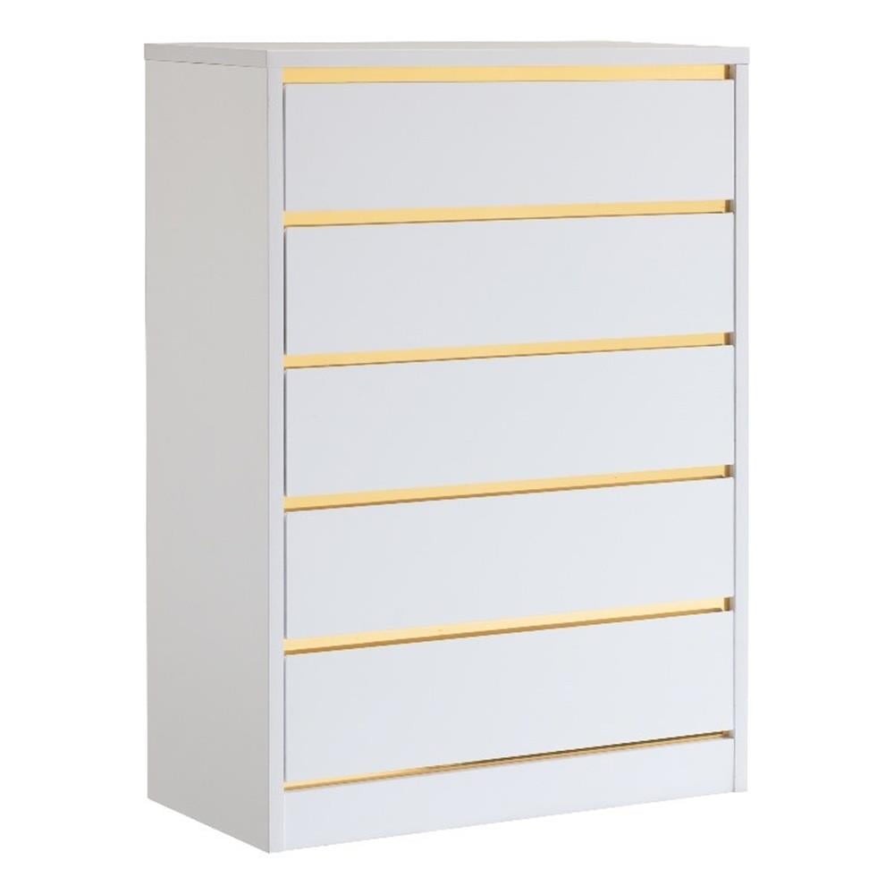 Anyact 5 Drawer Dresser, 40″ Tall Chest Mid Century Vertical Dresser w/Natural
