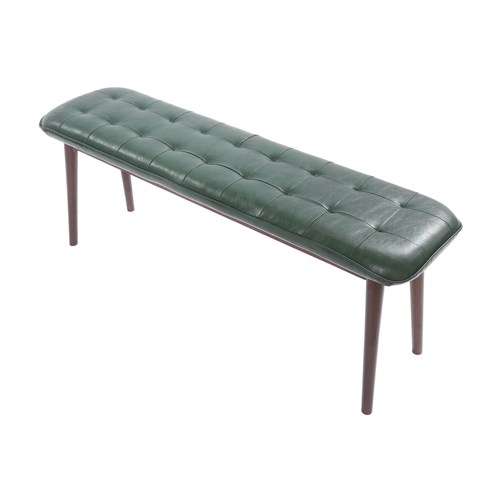 47.2 Inch Upholstered Entryway Wood Bench, Modern Shoe Bench Seat, Dark Green