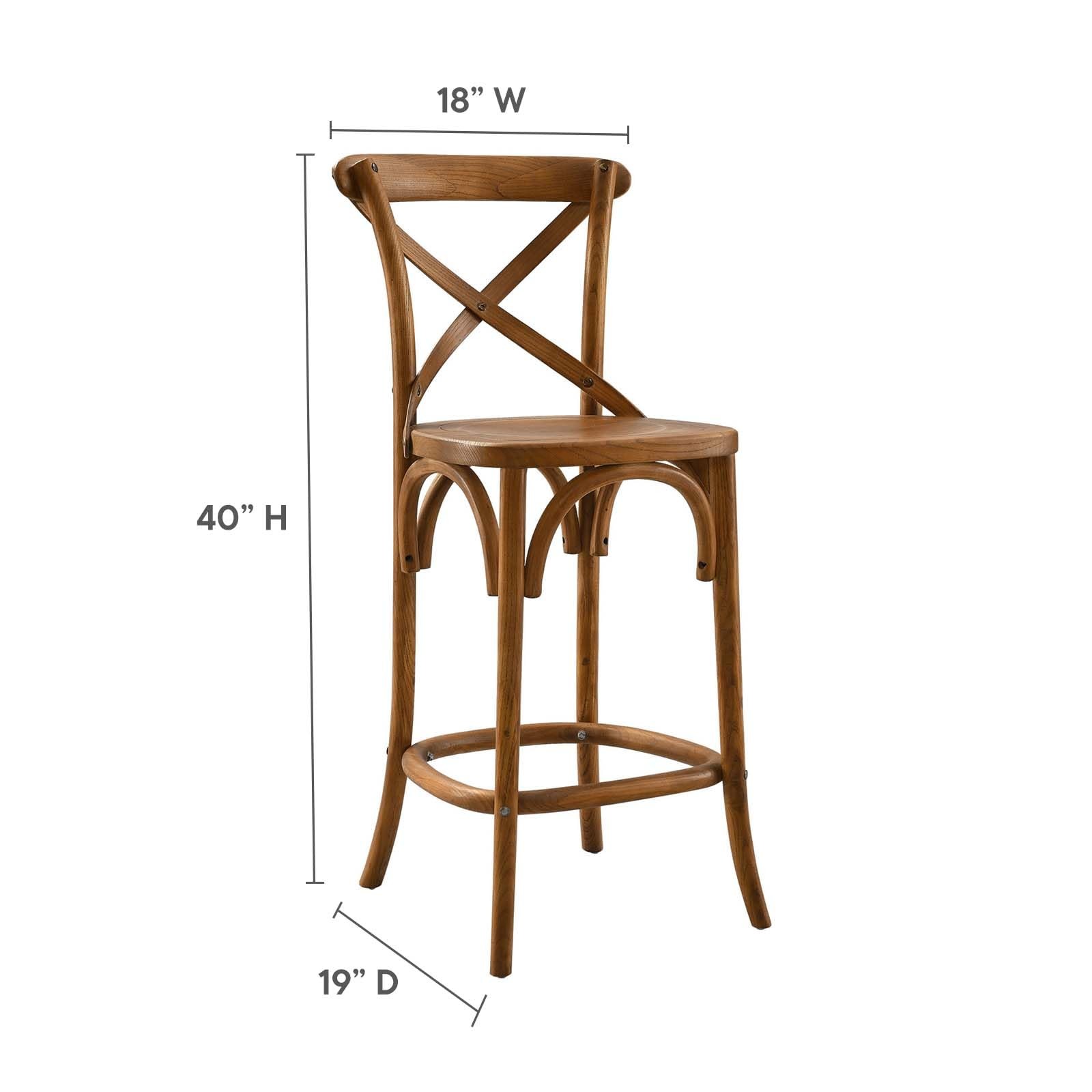 Modway Gear 39.5″ Modern Style Elm Wood Counter Stool in Walnut Finish