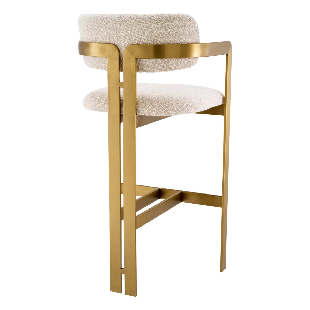 Eichholtz Bar Stool Donato Brushed Brass Finish Bouclé Cream *IN STOCK*