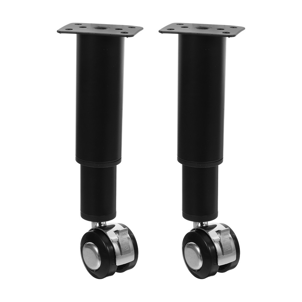 2Pcs Black Metal Furniture Legs Adjustable with Locking Casters for Cabinets