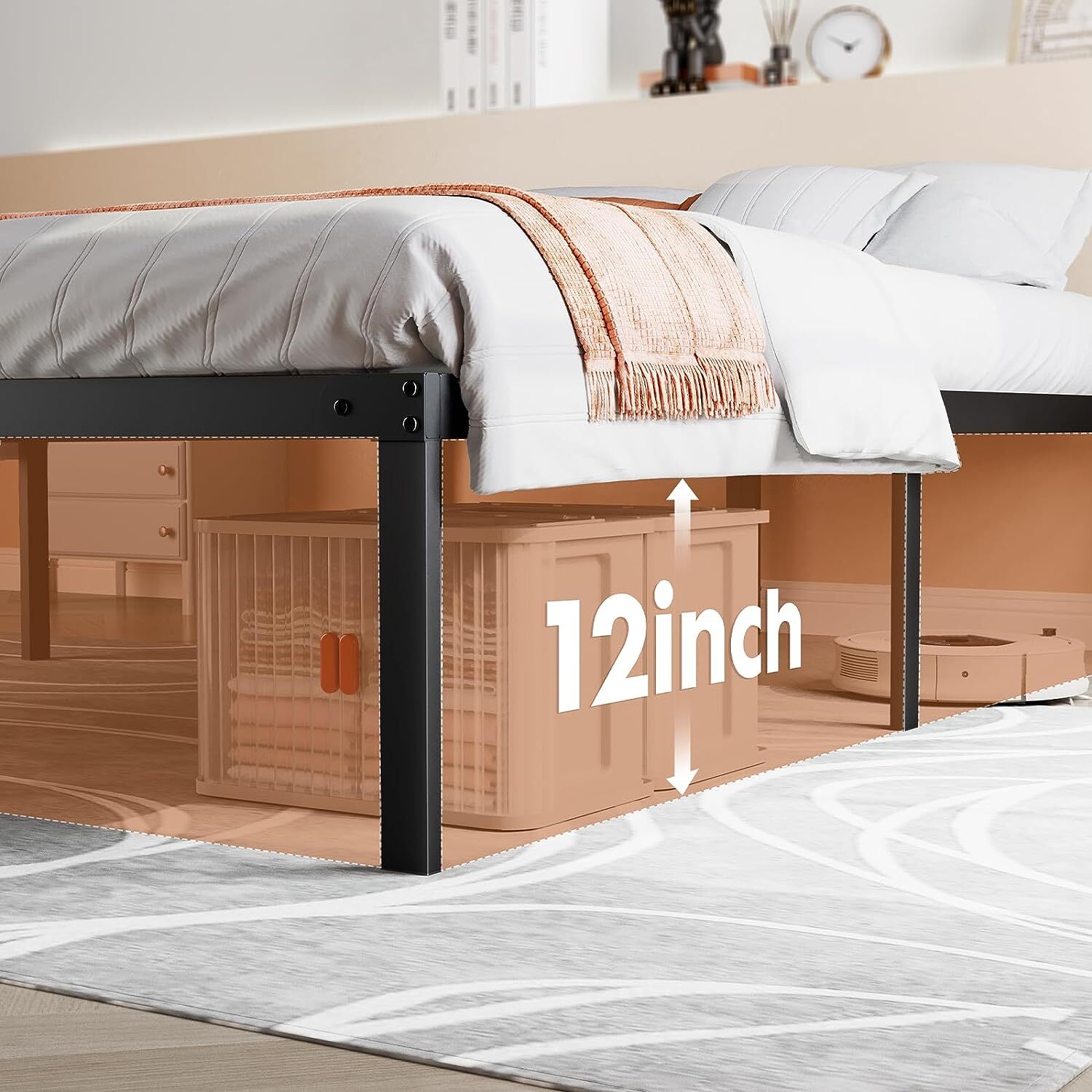 14 Inch Heavy Duty Metal Platform Bed Frame Queen Size Sturdy Steel Slat Support