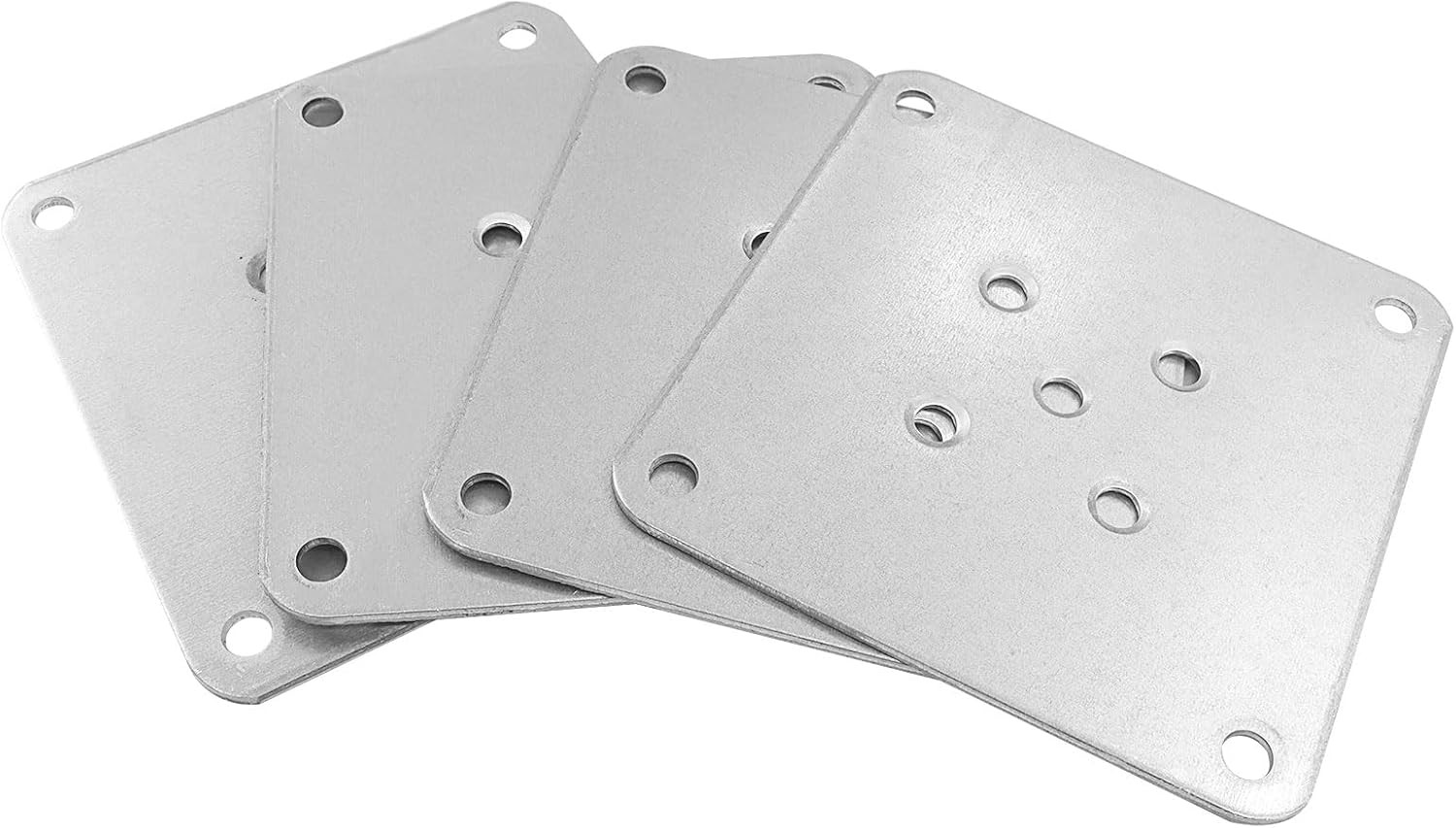 4Pcs Silver Metal Mounting Plates 9x9cm(3.54″x3.54″), 5 Hole Zinc Plated Brac…