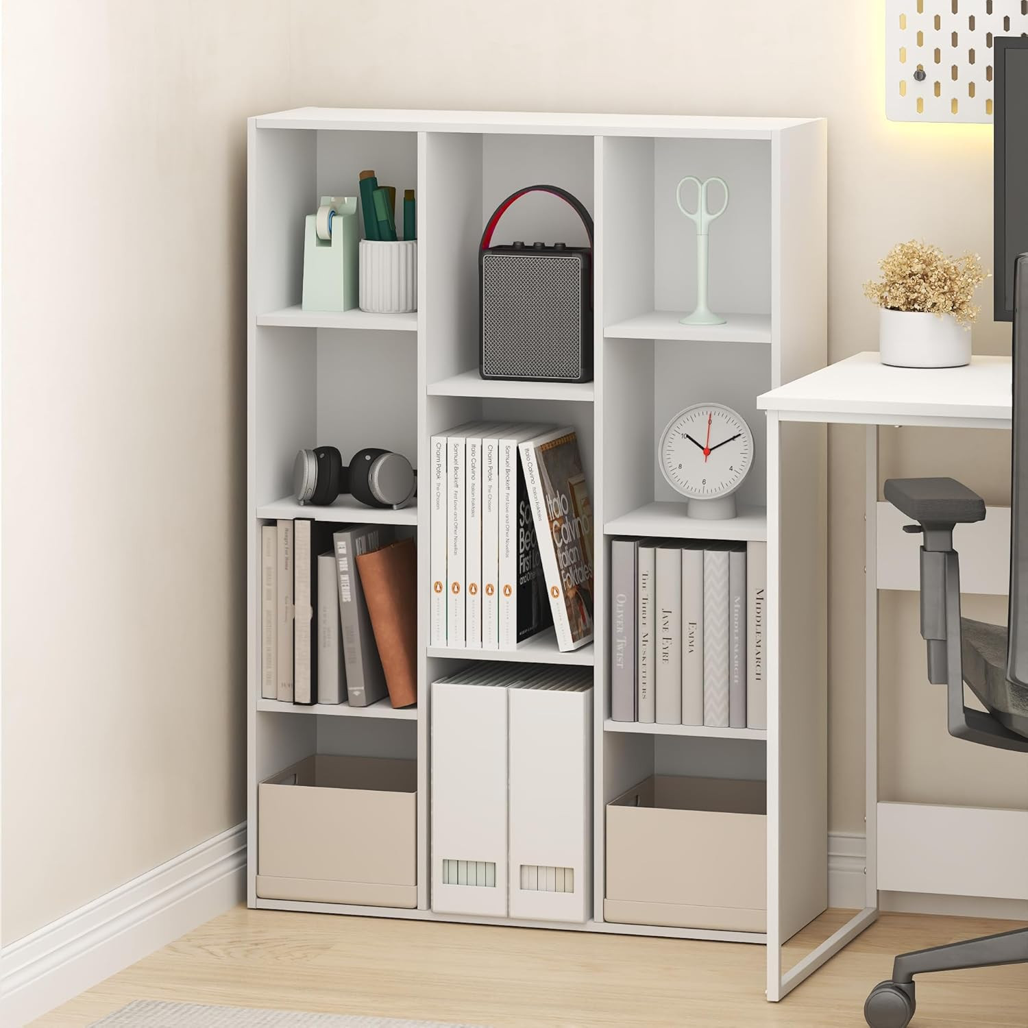 LUDER Book Shelf, 11-Cube Bookshelf, Reversible Bookcase, 9.4 X 29.1 X 41.7, Eas