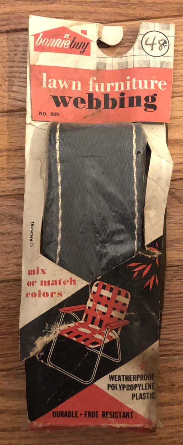 Vintage lawn furniture webbing Black Weather Proof 17 FT NOS RARE Bonnie buy 889