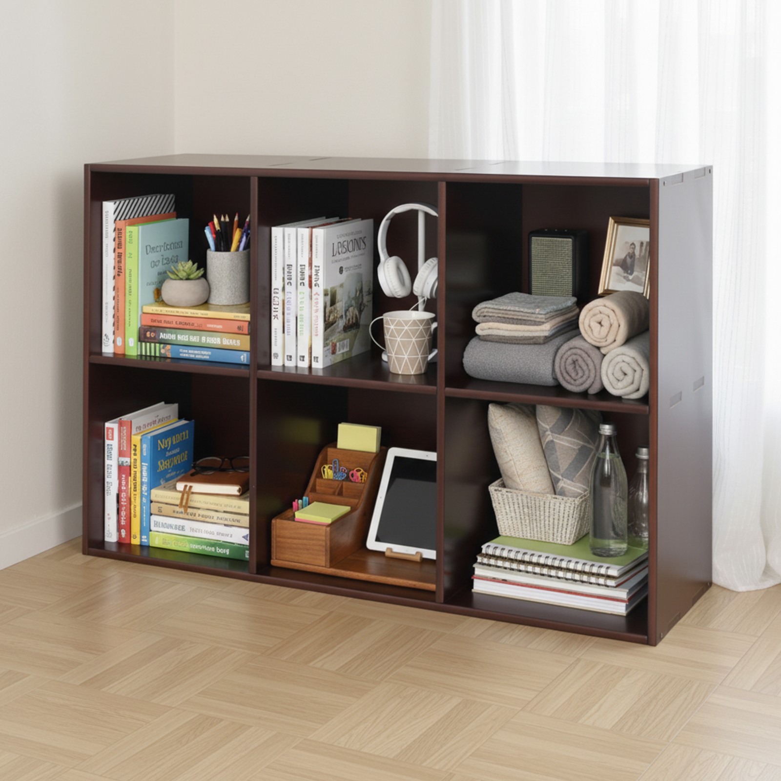 Solid Wood Bookcase 90*30*60cm Floor Bookshelf Cube Storage Organizer