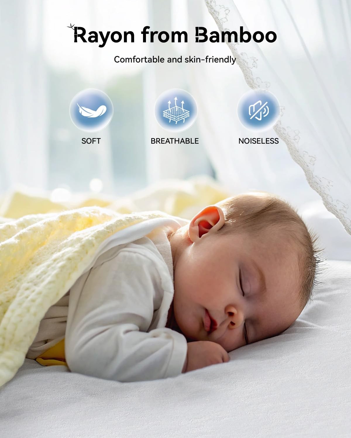 Kmall King Size Cooling Waterproof Mattress Protector Pad King, Classic-white