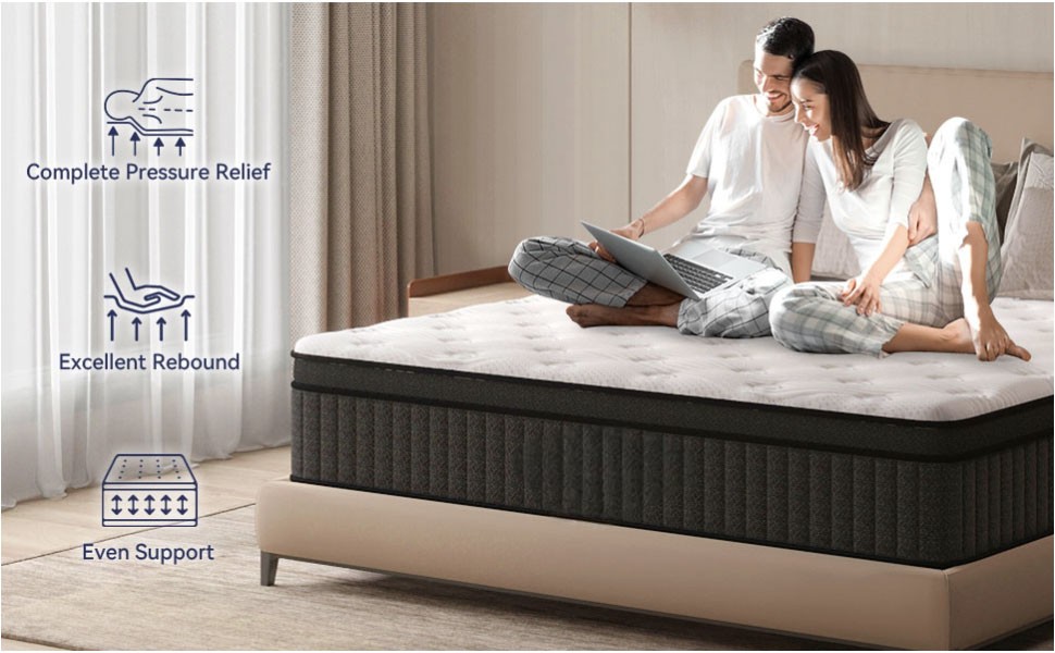 Queen Mattress, Mattress Queen Size 14 Inch in a Box, Hybrid Queen Size