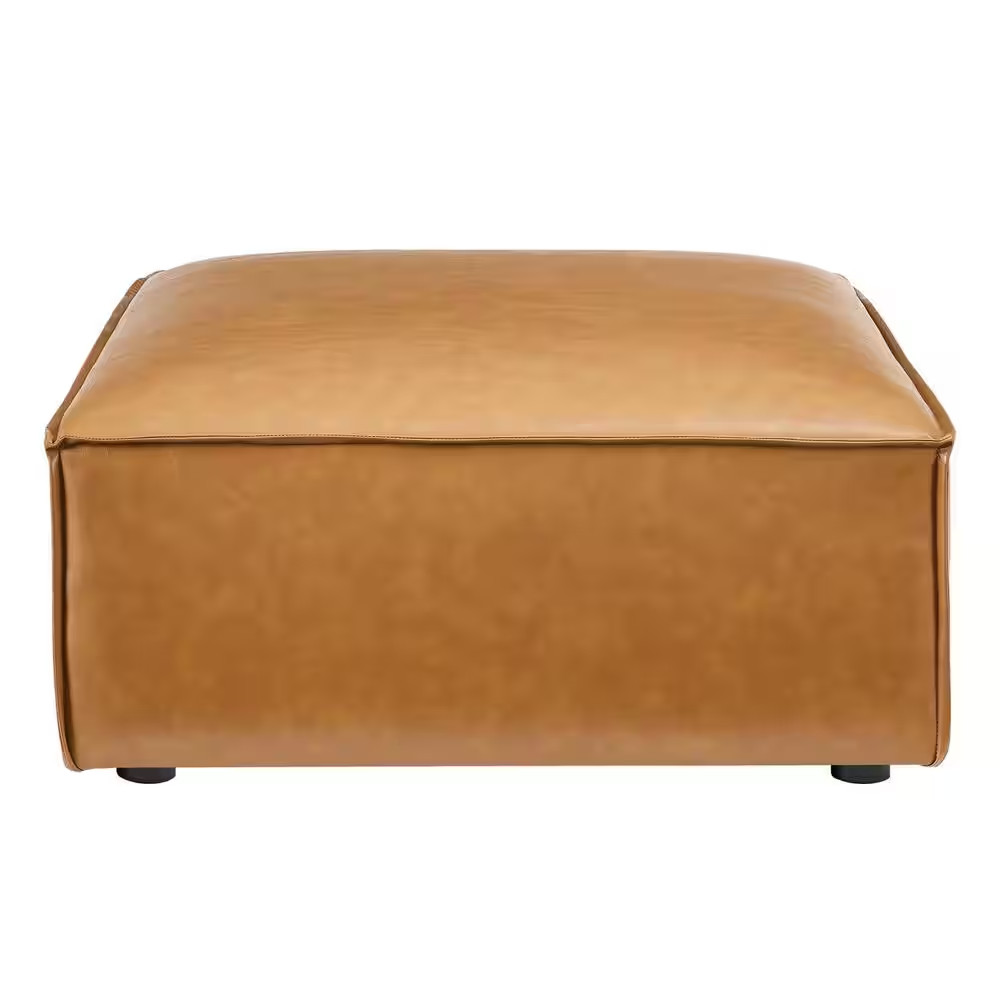 Restore Tan Vegan Leather Ottoman Bench