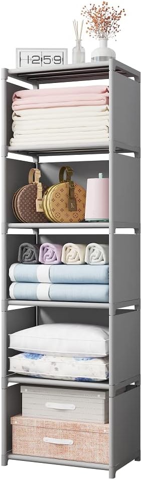 5-Tier Cube Storage Shelf, Compact 6-Layer Bookshelf Organizer for Bedroom