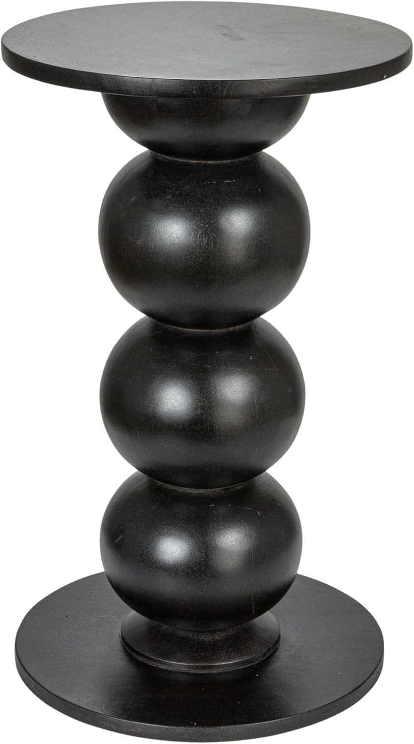 Oversized Black Mango Wood Bubble End Table by