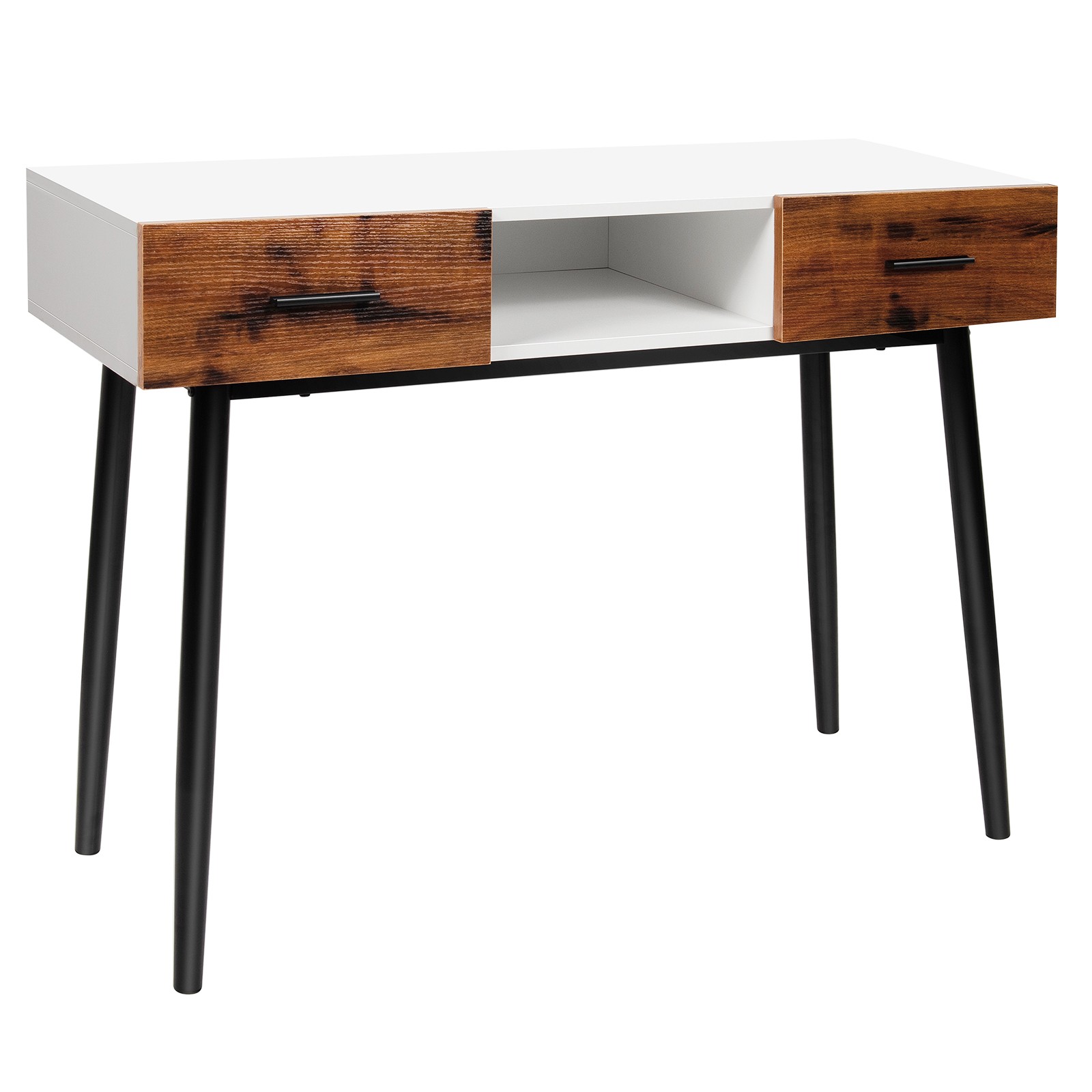 Topbuy 42″ Industrial Console Table with 2 Drawers & Middle Open Shelf Narrow