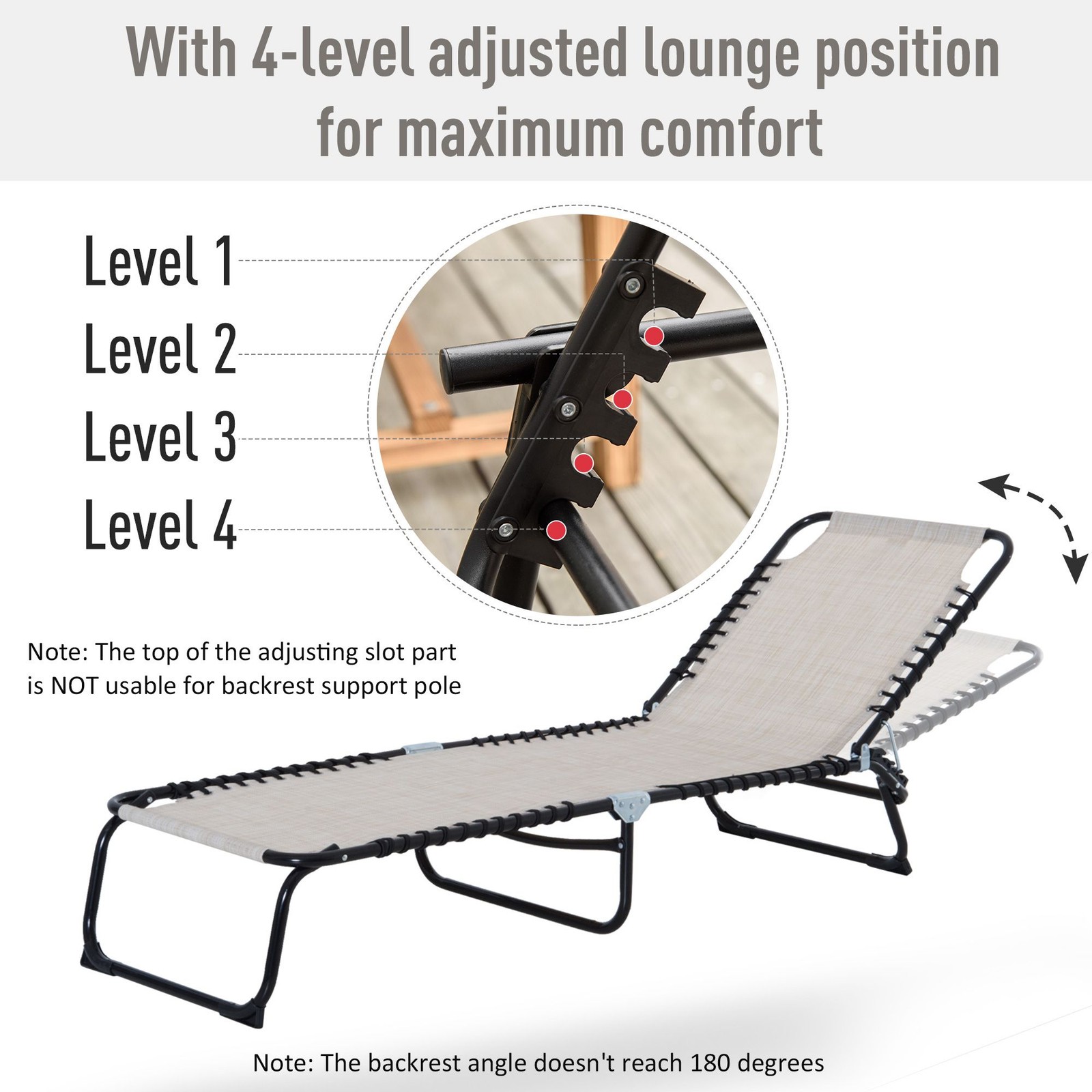 Chaise Lounge with Flexible Positioning Ideal for Patio and Beach