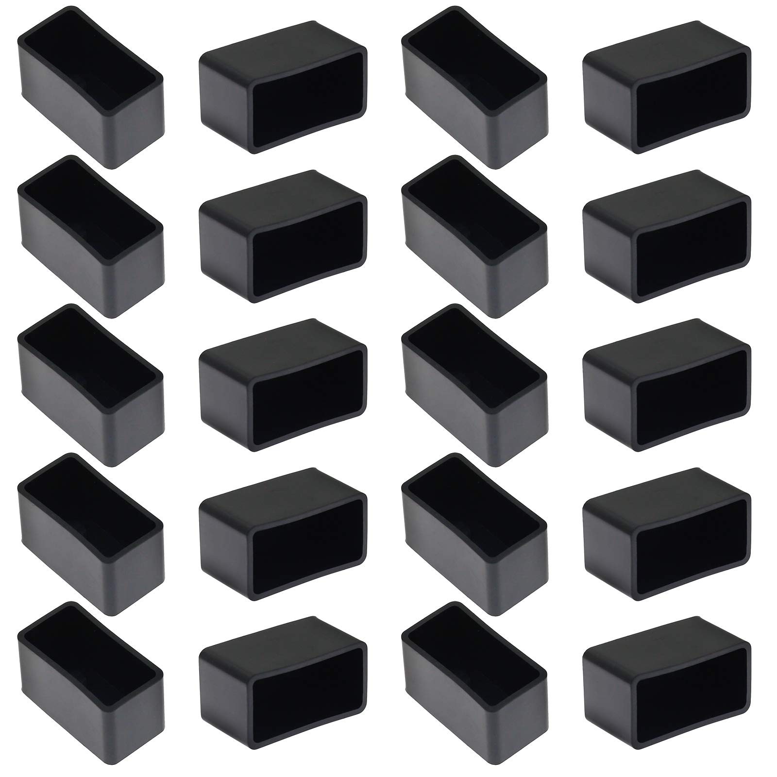 20Pcs Rectangle Rubber Chair Leg Caps 3 4 x 1 1 2